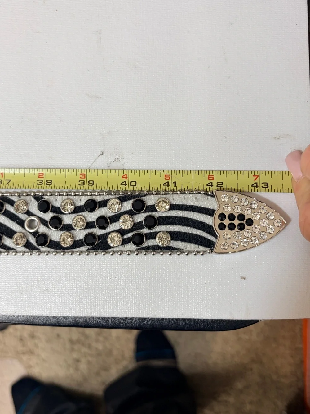 Cow hair Animal Print Rhinestone Western Belt - Black & White